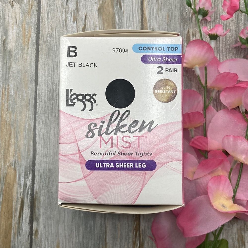 Silken Mist Ultra Sheer Leg Control Top Run Resistant Sheer Toe Pantyhose Size B